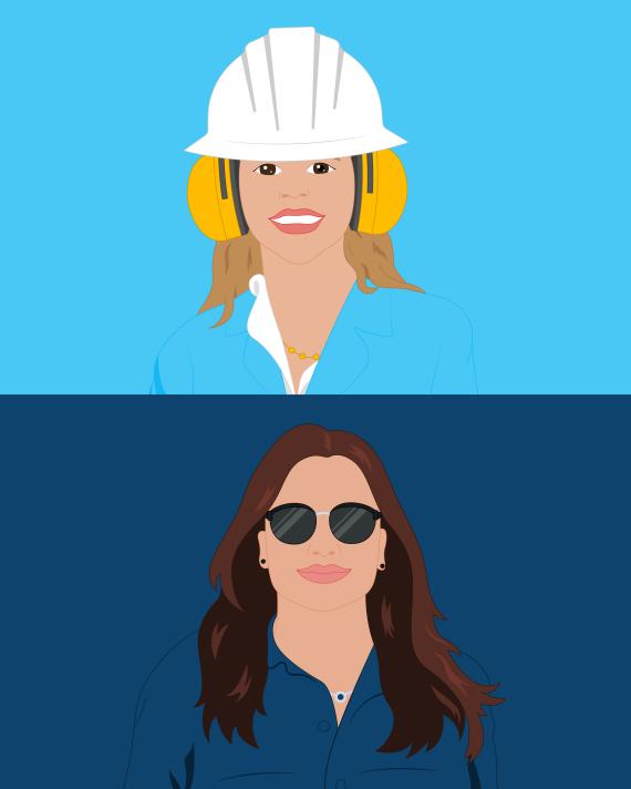 Graphic of two women